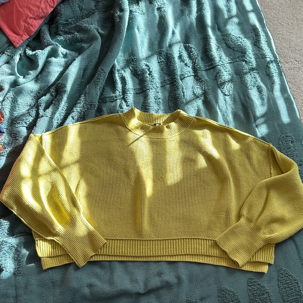 Free People easy street crop sweater large iguana green